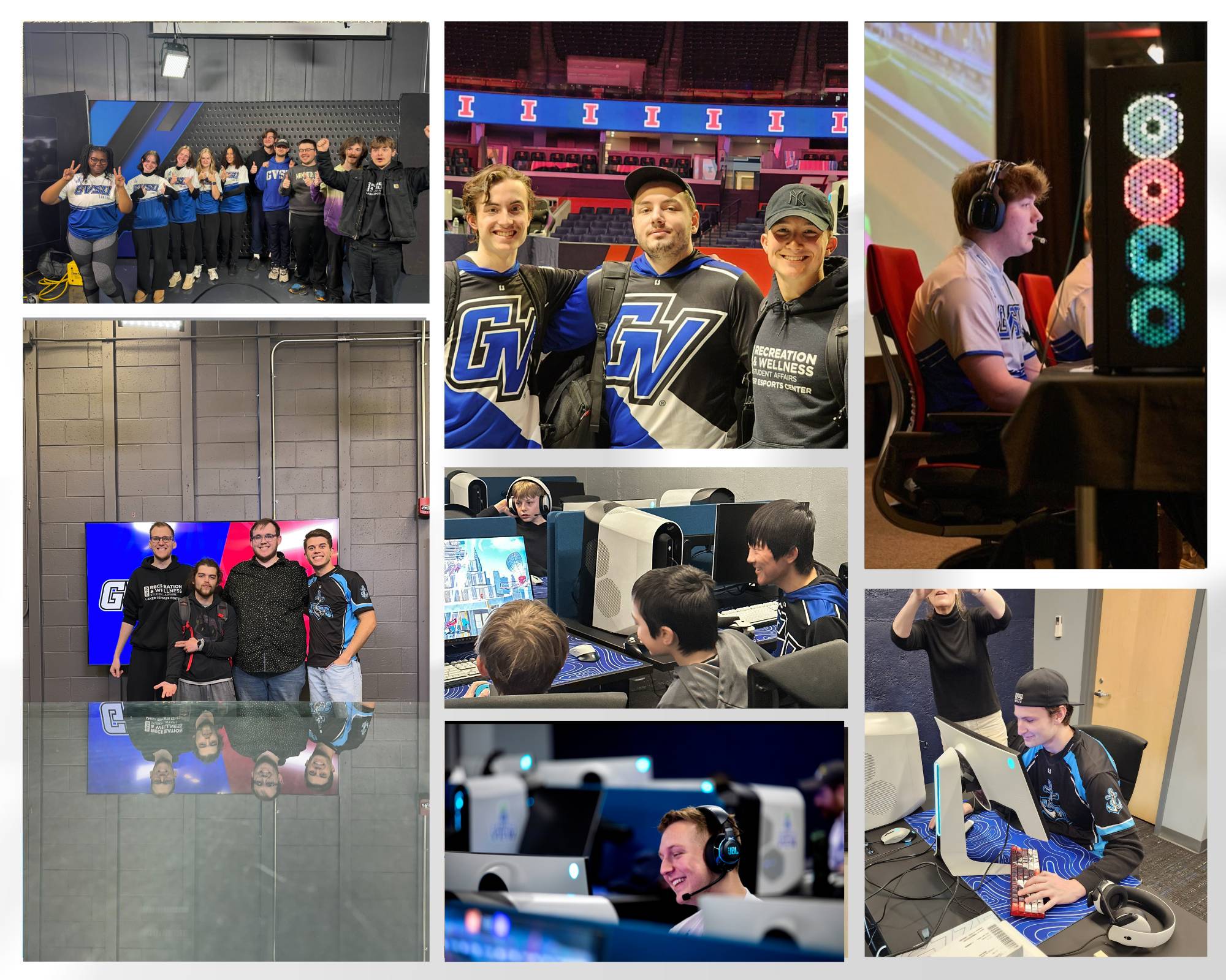 Photo Collage of Esports Club students participating in a variety of activities.